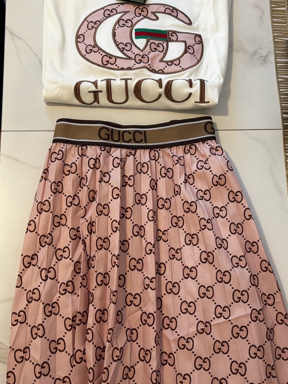 Skirt shirt set Pink Logo Pleated Skirt L and Xl available